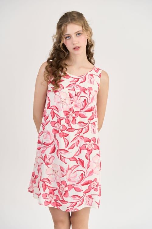  DDK01S5K06-ĐẦM TOLE VỚI THIẾT KẾ CỔ TRÒN TRÊN NỀN VẢI HOA TẠO NÉT DỊU DÀNG, NỮ TÍNH LÀ LỰA CHỌN LÝ TƯỞNG CHO MÙA HÈ 