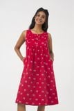  DDK070W41-ĐẦM KATE NỈ  MÀU ĐỎ SÁT NÁCH VỚI THIẾT KẾ NHẸ NHÀNG CHO MÙA TẾT. 