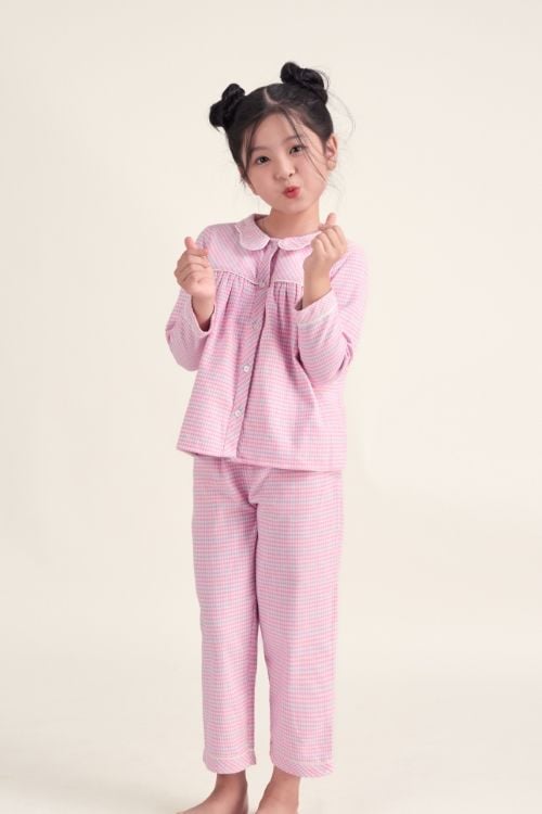  KKD010W41-BỘ DÀI KATE NỈ CHO BÉ, CHẤT LIỆU MỀM MẠI CAO CẤP HOẠ TIẾT CARO HỒNG ẤM ÁP CHO MÙA ĐÔNG 