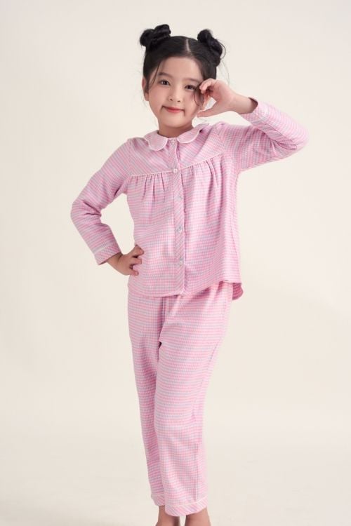  KKD010W41-BỘ DÀI KATE NỈ CHO BÉ, CHẤT LIỆU MỀM MẠI CAO CẤP HOẠ TIẾT CARO HỒNG ẤM ÁP CHO MÙA ĐÔNG 