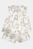  KSK016S11-BỘ TOLE SHORT  BÉ GÁI THIẾT KẾ CỔ SEN VÀ PHỐI TAY BÈO  VỚI HỌA TIẾT HOA NHÍ MANG ĐẾN SỰ XINH XẮN VÀ ĐÁNG YÊU 