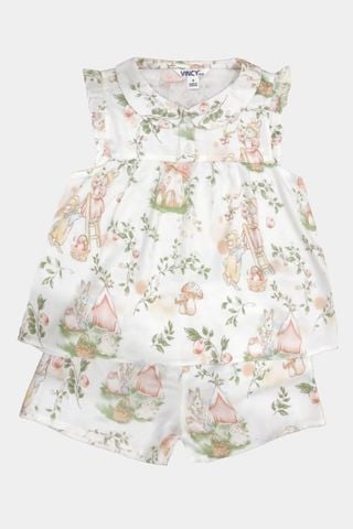  KSK016S11-BỘ TOLE SHORT  BÉ GÁI THIẾT KẾ CỔ SEN VÀ PHỐI TAY BÈO  VỚI HỌA TIẾT HOA NHÍ MANG ĐẾN SỰ XINH XẮN VÀ ĐÁNG YÊU 