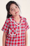  KSK020W41-BỘ PIJAMA SHORT CHẤT KATE CÓ PHỐI REN VỚI HỌA TIẾT CARO ĐỎ CHO BÉ. 