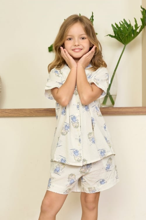 KSK038S11-BỘ SHORT KATE VỚI THIẾT KẾ CỔ LÁ SEN CÙNG HỌA TIẾT XINH XẮN, ĐÁNG YÊU DÀNH CHO BÉ