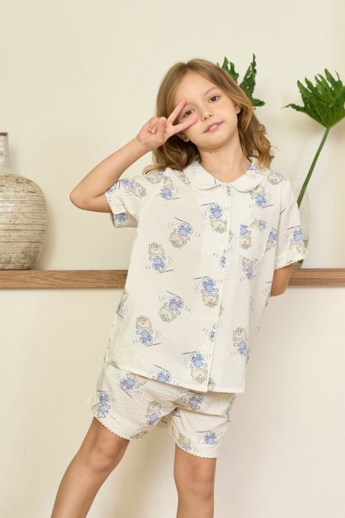  KSK038S11-BỘ SHORT KATE VỚI THIẾT KẾ CỔ LÁ SEN CÙNG HỌA TIẾT XINH XẮN, ĐÁNG YÊU DÀNH CHO BÉ 