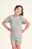  KST013S42-BỘ THUN SHORT MÀU XÁM VỚI NHIỀU HỌA TIẾT XINH XẮN CHO BÉ. 