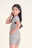  KST013S43-BỘ THUN SHORT MÀU XÁM VỚI NHIỀU HỌA TIẾT XINH XẮN CHO BÉ. 