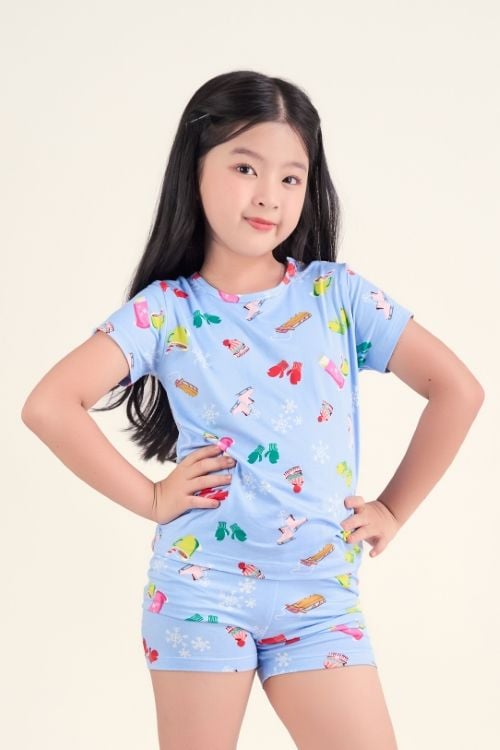  KST014S41-BỘ THUN SHORT CỔ TRÒN CHO BÉ, HỌA TIẾT ĐẶC TRƯNG CHO MÙA GIÁNG SINH 