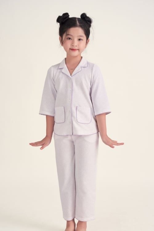  KTD020W41-BỘ THUN DÀI PIJAMA VỚI MÀU TÍM NHẸ NHÀNG CHO BÉ. 