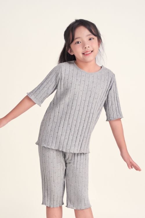  KTL012S41-BỘ THUN LỬNG MÀU XÁM VỚI NHIỀU HỌA TIẾT XINH XẮN CHO BÉ. 