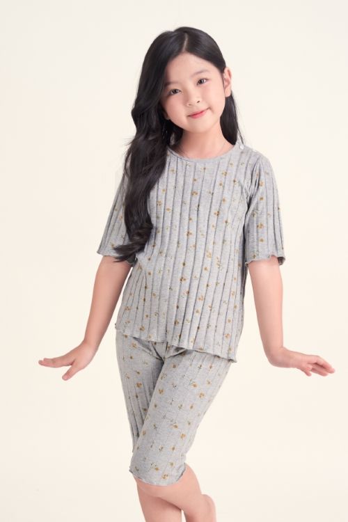  KTL012S42-BỘ THUN LỬNG MÀU XÁM VỚI NHIỀU HỌA TIẾT XINH XẮN CHO BÉ. 