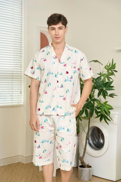  MLK021W01-BỘ PIJAMA LỬNG CHẤT KATE , HỌA TIẾT ĐẶC TRƯNG CHO NOEL CHO NAM 