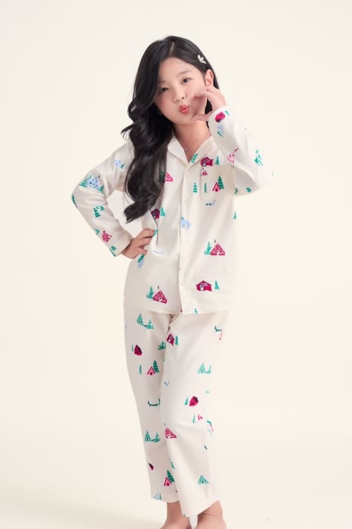 SDK014W11-BỘ PIJAMA DÀI TAY, CHẤT LIỆU KATE HỌA TIẾT ĐẶC TRƯNG NOEL CHO BÉ