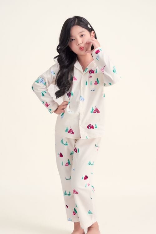  SDK014W11-BỘ PIJAMA DÀI TAY, CHẤT LIỆU KATE HỌA TIẾT ĐẶC TRƯNG NOEL CHO BÉ 