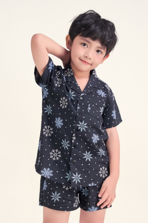 SSK025S21-BỘ PIJAMA SHORT, CHẤT LIỆU KATE HỌA TIẾT ĐẶC TRƯNG NOEL CHO BÉ
