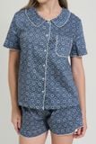  BSK053W33-BỘ SHORT KATE THIẾT KẾ CỔ LÁ SEN ĐỘC ĐÁO VỚI MÀU SẮC XANH TẠO CẢM GIÁC THOẢI MÁI VÀ TRẺ TRUNG. 