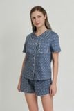  BSK053W33-BỘ SHORT KATE THIẾT KẾ CỔ LÁ SEN ĐỘC ĐÁO VỚI MÀU SẮC XANH TẠO CẢM GIÁC THOẢI MÁI VÀ TRẺ TRUNG. 