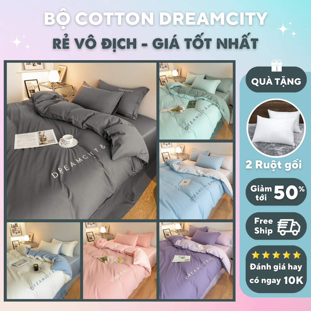 Bộ chăn ga Cotton đơn sắc hiện đại