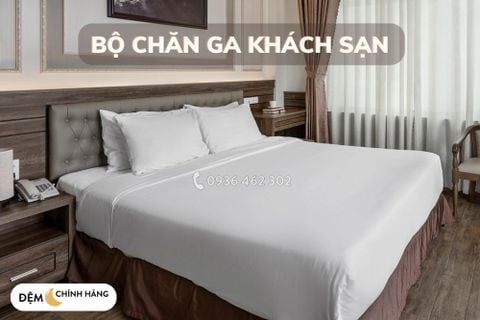 Bộ chăn ga khách sạn trắng trơn T200