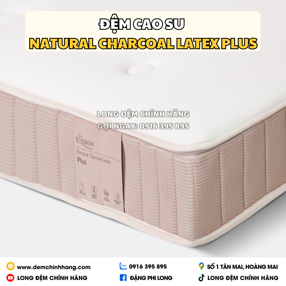 Đệm cao su Natural Charcoal Latex Plus