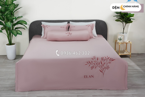 Bộ chăn ga Cotton Satin Elan hồng