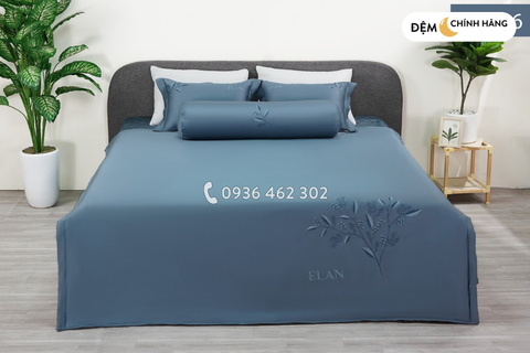 Bộ chăn ga Cotton Satin Elan xanh