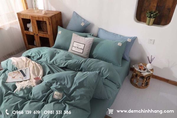 Bộ Chăn Ga Cotton Tici Xanh Dương
