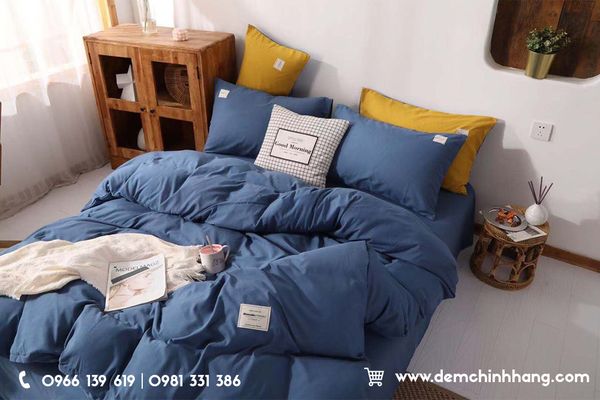 Bộ Chăn Ga Cotton Tici Xanh