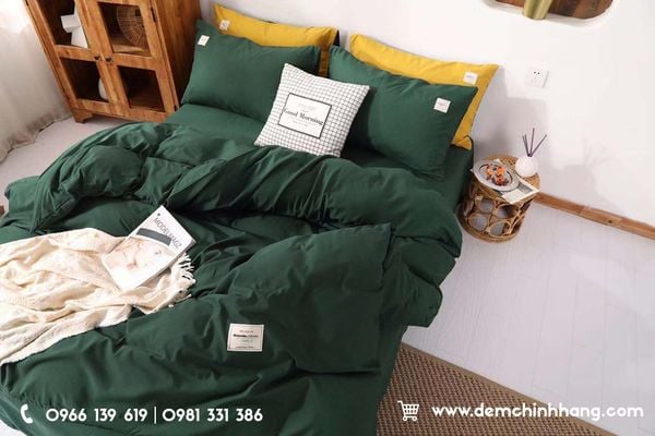 Bộ Chăn Ga Cotton Tici Xanh Lá