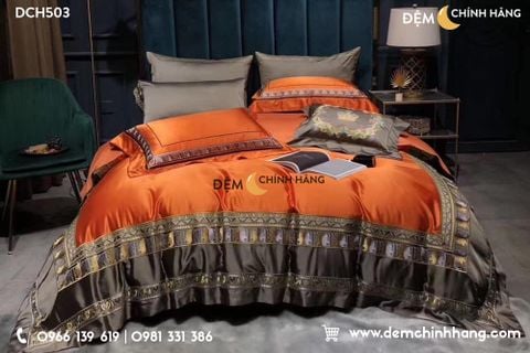 Bộ Chăn Ga Luxury Cam DCH503