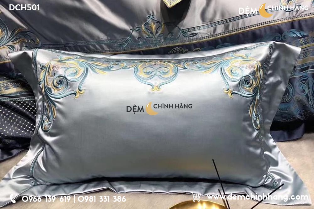 Bộ Chăn Ga Luxury Xanh DCH501