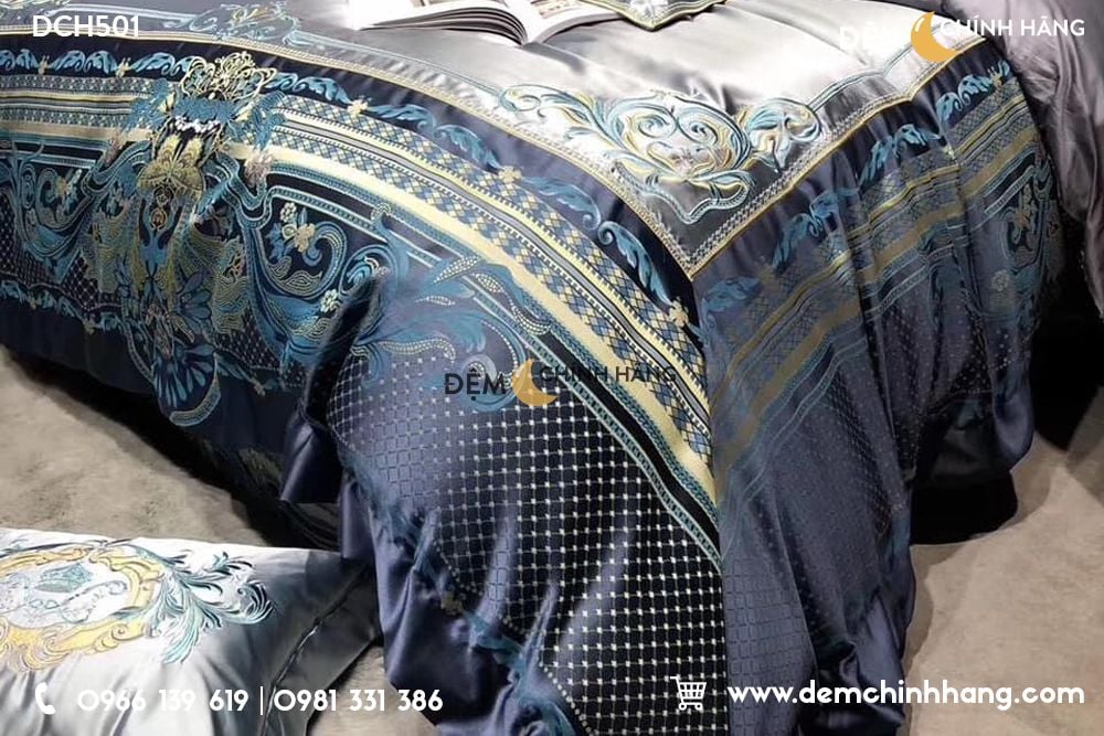 Bộ Chăn Ga Luxury Xanh DCH501