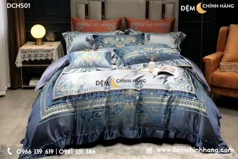 Bộ Chăn Ga Luxury Xanh DCH501