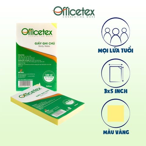 Giấy nhớ Officetex 3x5 OT21-001 màu vàng (76x127mm)