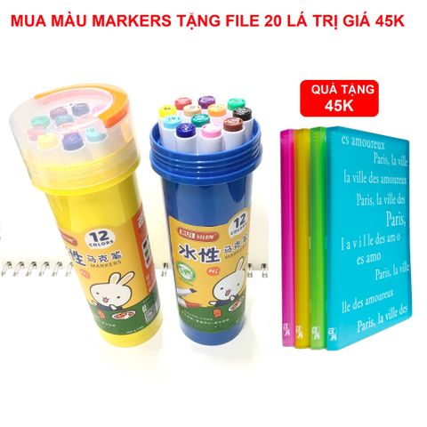 Bút màu Marker 12 màu RUI 6798-12 - Tặng file 20 lá