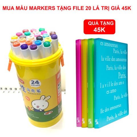 Bút màu Marker 24 màu RUI 6798-24 - Tặng file 20 lá