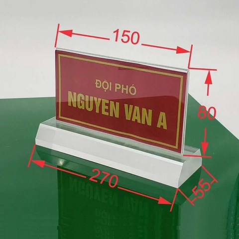 Biển chức danh mica trong suốt kích thước: 8x15cm - Đế dày 2cm