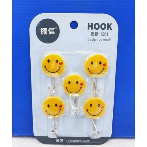 [THANH LÝ] Vỉ 5 miếng dán dính tường mặt cười Hook 9805 (màu vàng)