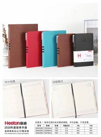 [TẶNG SỔ LỊCH 2023] Sổ lịch 2025 Heeton A5 nhiều màu bìa mềm, bút cài gáy A2588 - KT:142x208mm