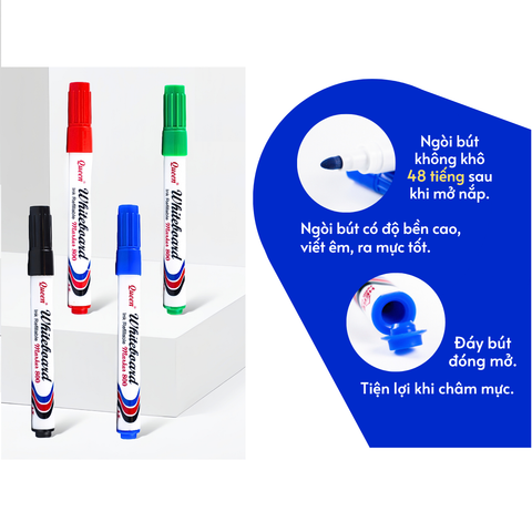 Bút viết bảng Queen WB800 - Đáy bút đóng mở tiện lợi khi đổ mực