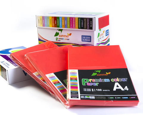 Bìa màu A4 màu ĐỎ - Định lượng 160gsm - 100 tờ/tập