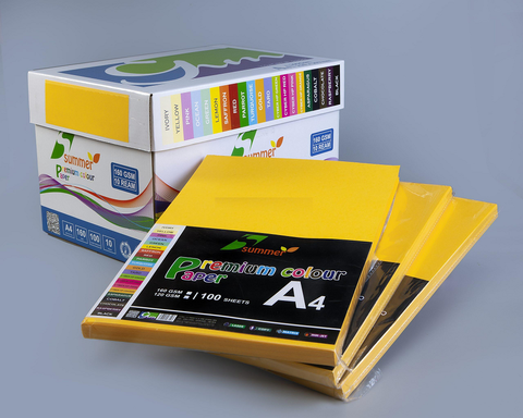 Bìa màu A4 màu VÀNG KIM - Định lượng 160gsm - 100 tờ/tập