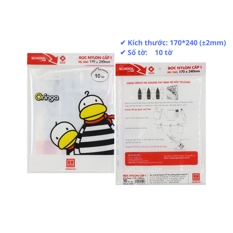 Nilon Bọc vở ô ly và SGK Hồng Hà 3245 - Kích thước: 170x240mm