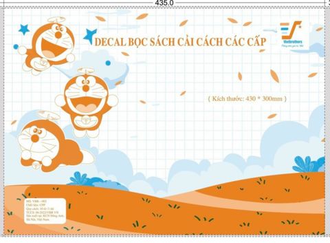 Tập 10 tờ Decal Doraemon bọc sách cải cách Size 43x30cm VBR-002 - Bọc cho sách có kích thước 19x26.5cm