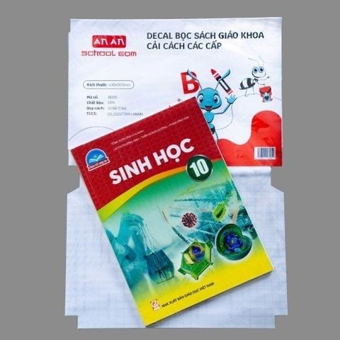 Tập 10 tờ Decal bọc sách giáo khoa cải cách kích thước 430x300mm An An 8005 (Bọc cho sách có kích thước: 190x265mm)