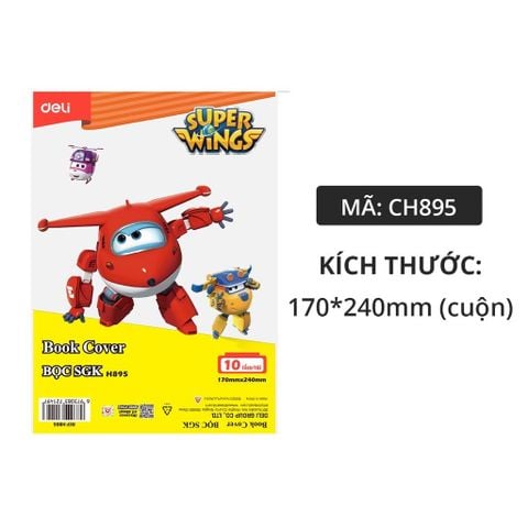 [MUA 3 TẶNG 1] Tập 10 Bọc sách giáo khoa, vở ôly Deli CH895 (bọc cho sách, vở có Kích thước: 170 x 240mm)