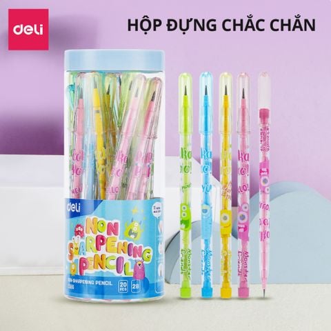 Bút chì khúc Deli EC086 - Chì 2B, nhiều màu sắc