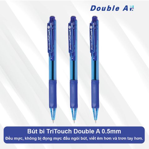 Hộp 12 Bút bi Double A Tritouch DBP-105 nét 0.5mm - Tặng 1 bút nhớ dòng
