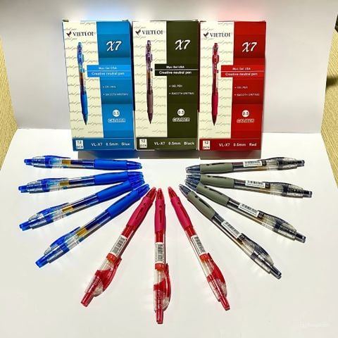 Bút gel Việt Lợi VL-X7 ngòi 0.5mm - Viết trơn, mực ra đều
