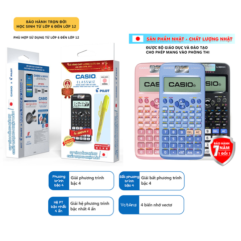 [VỎ HỘP MỚI T8/2024] Máy tính Casio FX-580VN X - Tặng kèm 1 bút bi Pilot và bút xóa nước (HÀNG CHÍNH HÃNG DO BITEX PP)